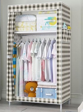 简易布衣柜单人加固钢管布艺小衣橱宿舍简约现代经济型组装收纳柜