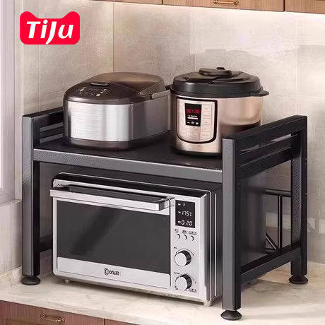 厨房微波炉置物架可伸缩家用双层烤箱架子台面桌面电饭煲收纳