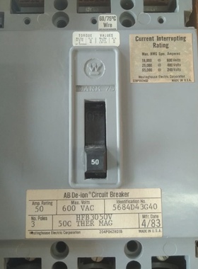 Nuevo INTERRUPTOR AUTOMTICO MOLDEADO WESTINGHOUSE HFB3050V 5