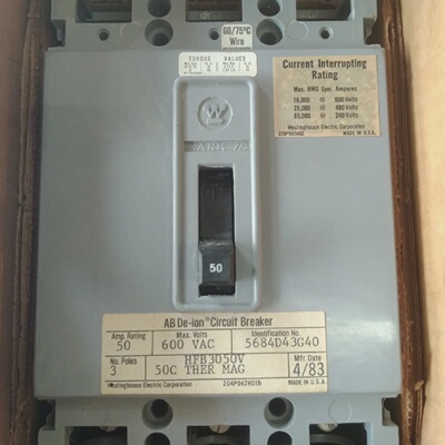 Nuevo INTERRUPTOR AUTOMTICO MOLDEADO WESTINGHOUSE HFB3050V 5