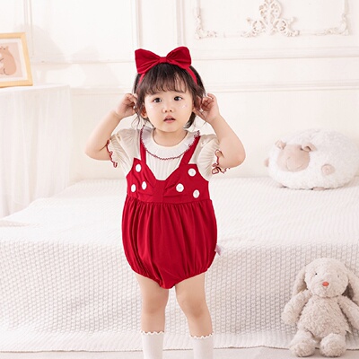 2025夏季新款哈衣婴儿洋气连体衣新生女宝宝公主包屁衣赠发带3651