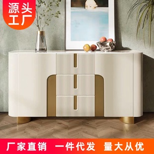客厅家用靠墙极简置物柜岩板茶水柜 现代简约轻奢餐边柜储物柜意式