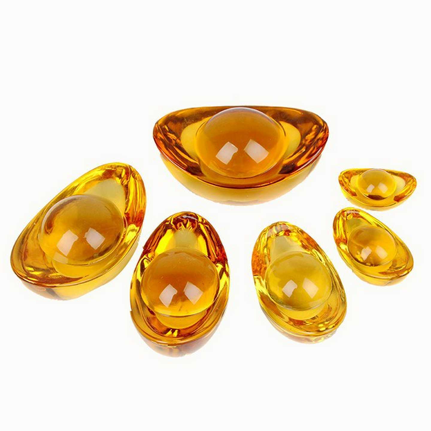 水晶琉璃小元宝开业礼品家居玄关装饰桌面摆件聚宝盆福宝工艺品