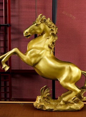 铜马摆件风水招财马到成功纯黄铜家居饰品客厅办公室大号立马发财