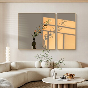 光影静物餐厅背景墙装饰画两幅组合客厅沙发墙挂画温馨治愈系壁画