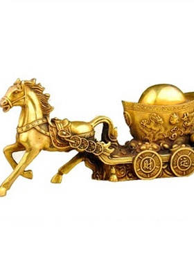 全铜马拉元宝摆件玄关家居客厅装饰品马拉车马工艺品中式送礼