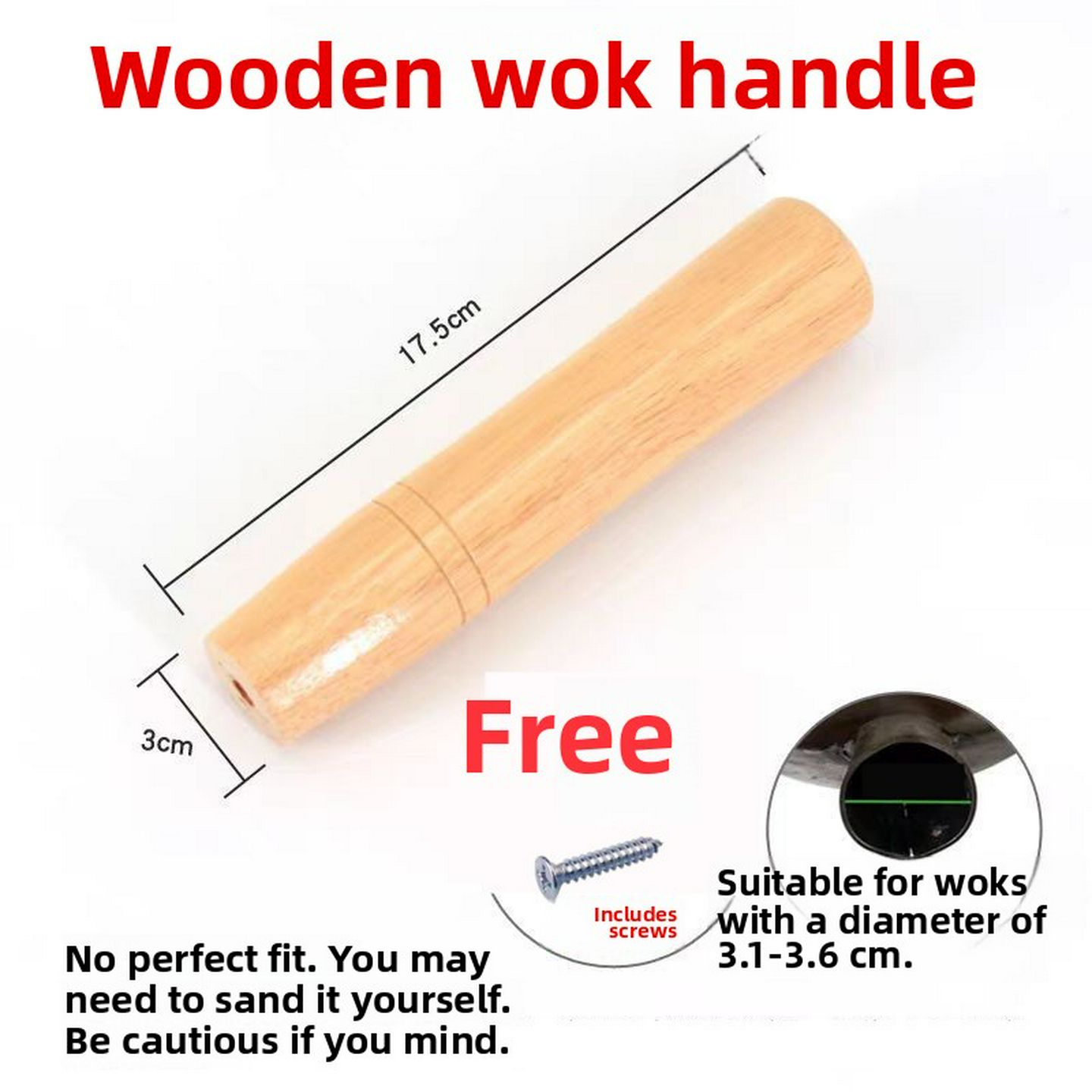 章丘旧式铁锅家用锅柄万能锅柄木质蒸煮铁锅柄防烫锅柄