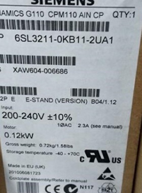 议价6SL3211-0KB11-2UA1西门子G110-CPM110交流驱动0.12KW变频器