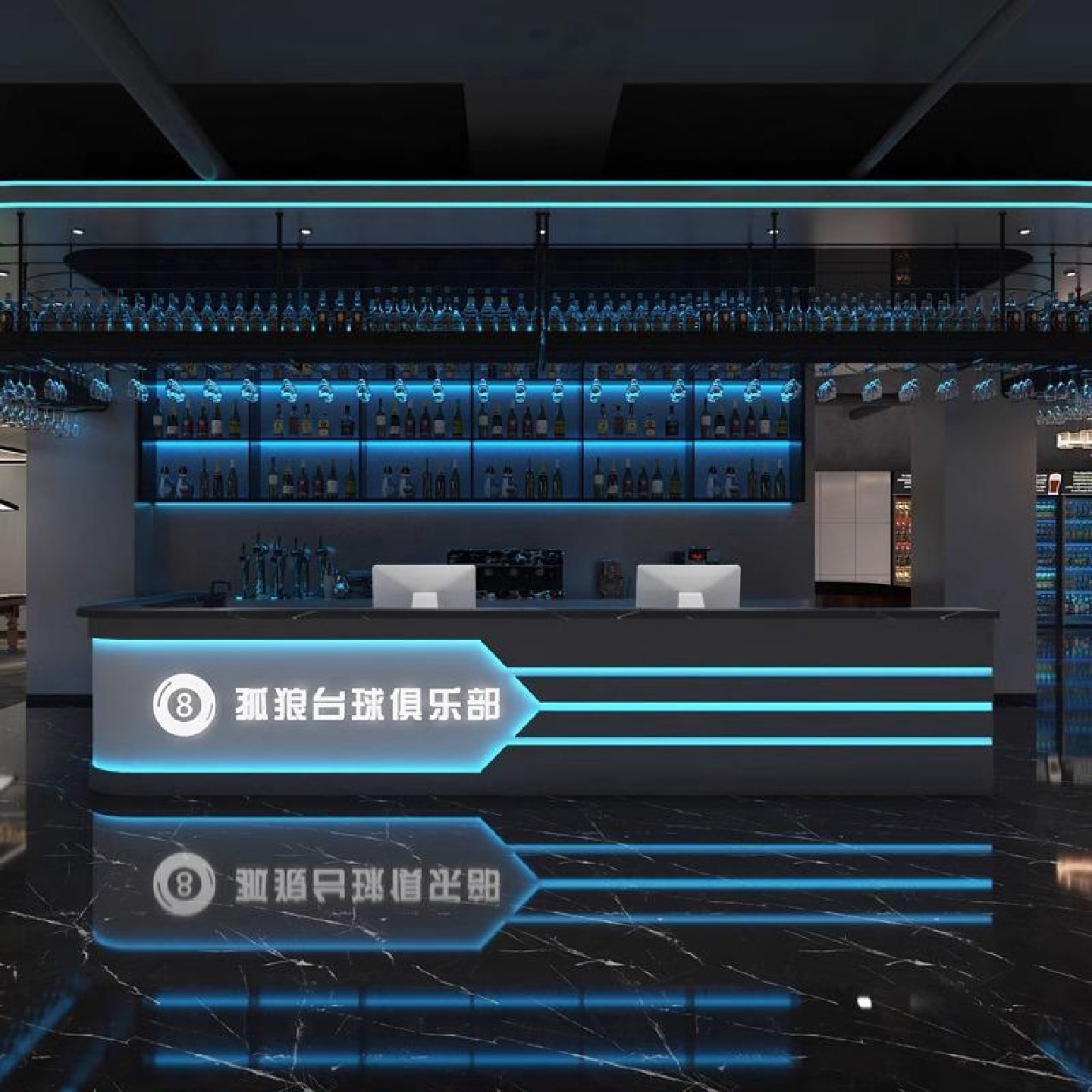 工业风收银台台球厅电竞酒店酒吧吧台网咖前台健身会所接待台转角