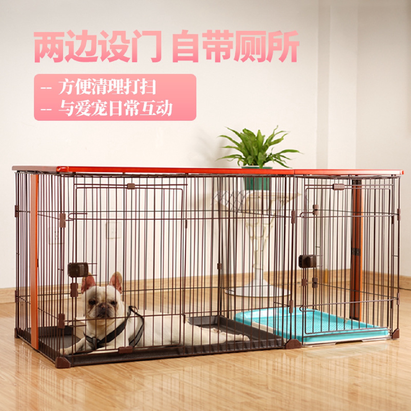 上新北欧风木质大号带厕所猫笼子单层别墅大型猫舍狗狗猫咪笼子