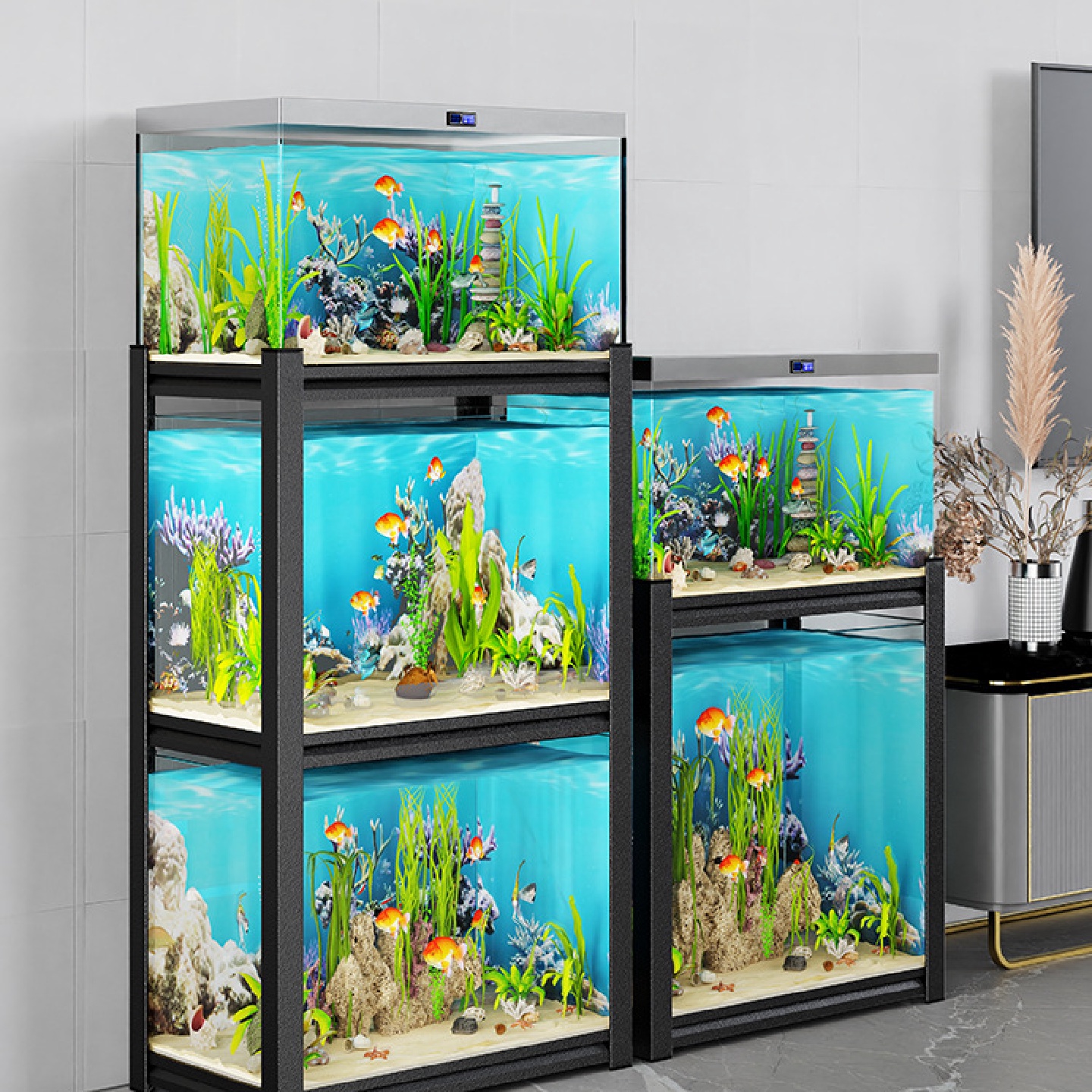 鱼缸架多层落地鱼缸柜家用客水族箱底架碳钢置物架承重底柜底座
