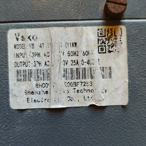 询-Veko威控变频器4T11R0GB11KW铭牌字掉了