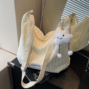 2025新款 帆布单肩包可折叠纯色 韩系大容量帆布托特包休闲日韩风格