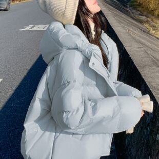 蓝色短款羽绒服女2026新款冬女士冬季女款深冬巨好看的冬装厚外套