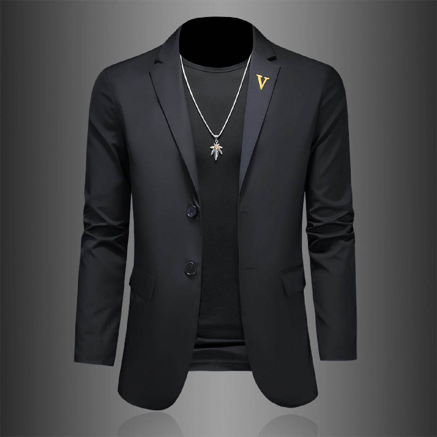 2026欧洲站轻奢西服男春季新款韩版修身西装青年休闲刺绣单西外套