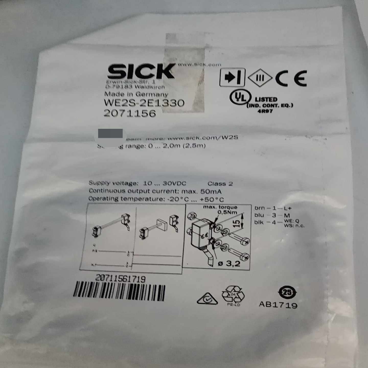 SICK传感器WE2S-2E13302071156询价