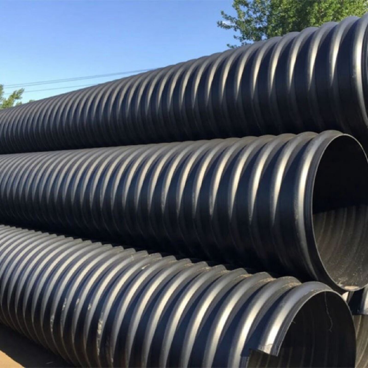 HDPE波纹管钢带管大口径排水管市政排污塑料管pe排水管SN10