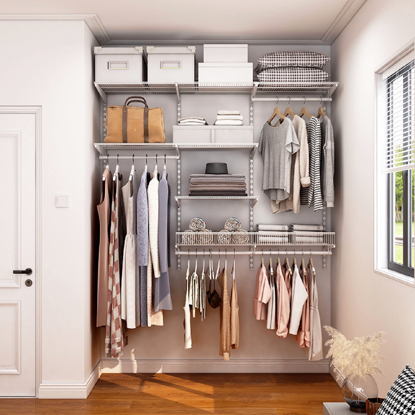 美达斯1.8米砌墙衣柜开放式衣帽间小户型衣橱金属衣柜组合储