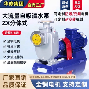 自吸泵不锈钢防爆自吸排污泵ZW 直连分体式 ZX无堵塞自吸水泵机组