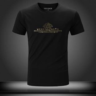 夏季欧洲站莱卡棉烫钻恤短袖男装网红社会精神小伙大码半袖体恤潮