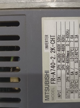 三菱A740系列2.2千瓦变频器FRA7402.2KC