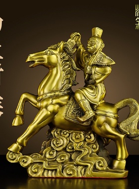 纯黄铜马上封侯摆件马上赢马上元宝马上有钱家居客厅办公室饰品