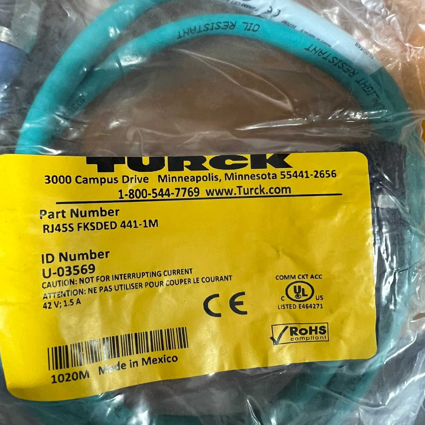 TURCK图尔克RJ45SFKSDED441-1M1米询价