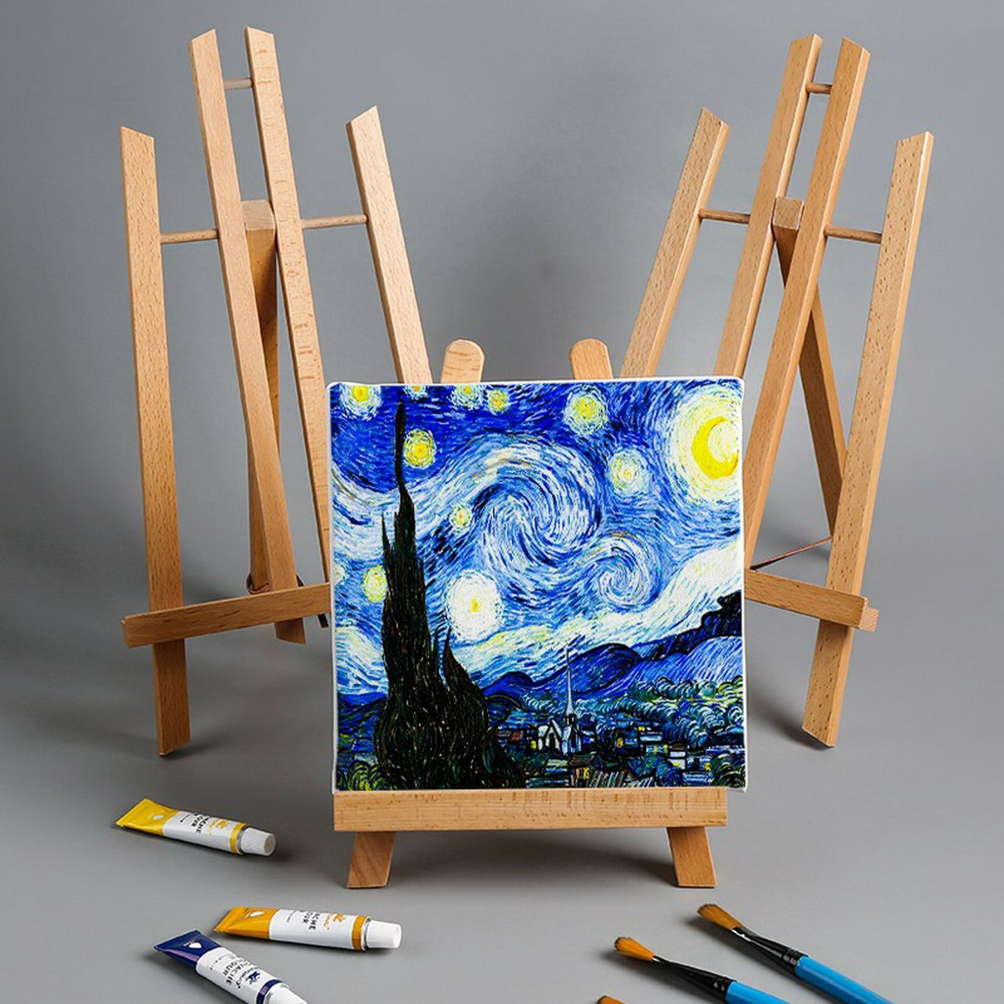 实木小画架展示架迷你桌面油画框支架台式松木榉木三角架批发