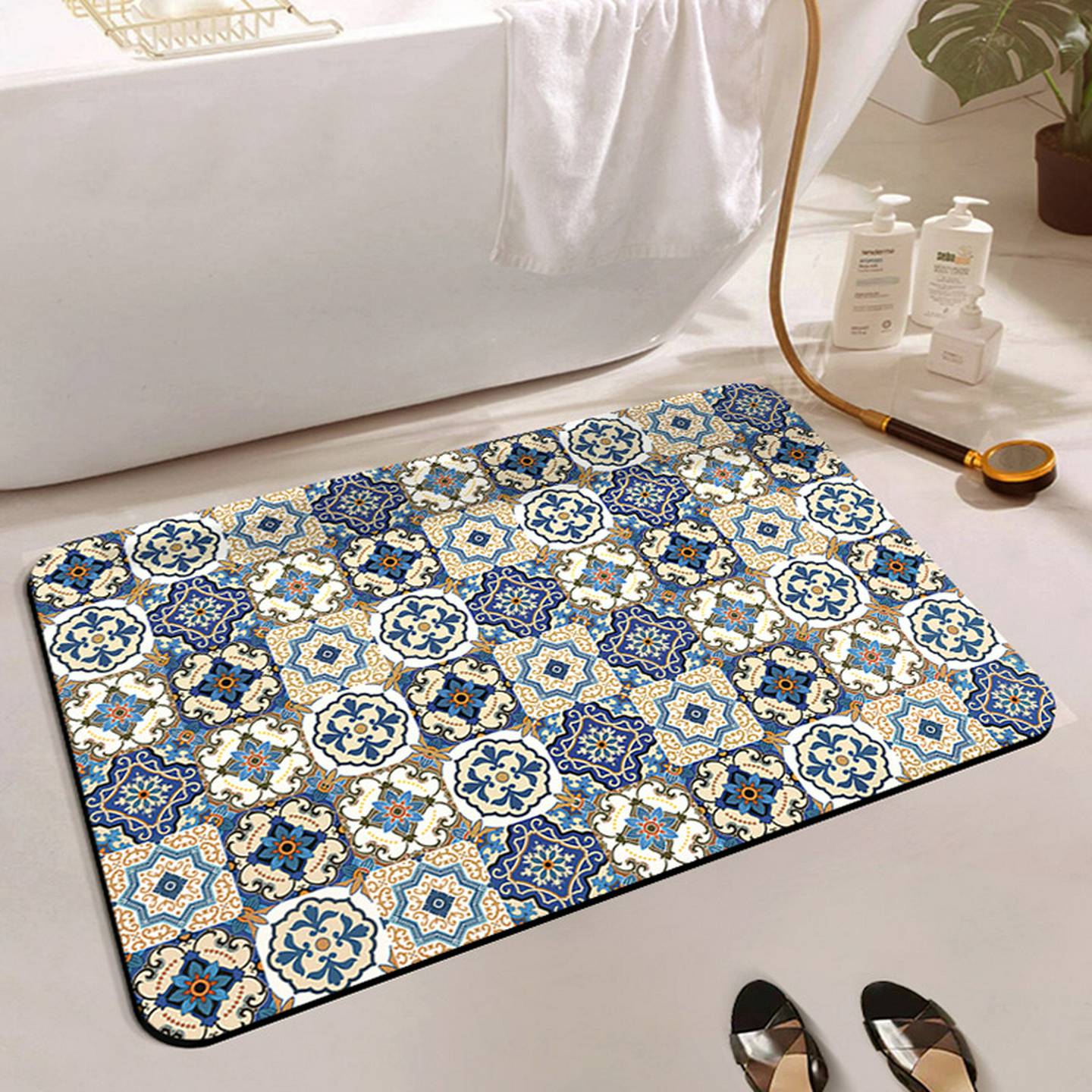 美式矽藻泥防滑脚垫吸水速干浴室地垫可机洗家用门垫60x90cm热