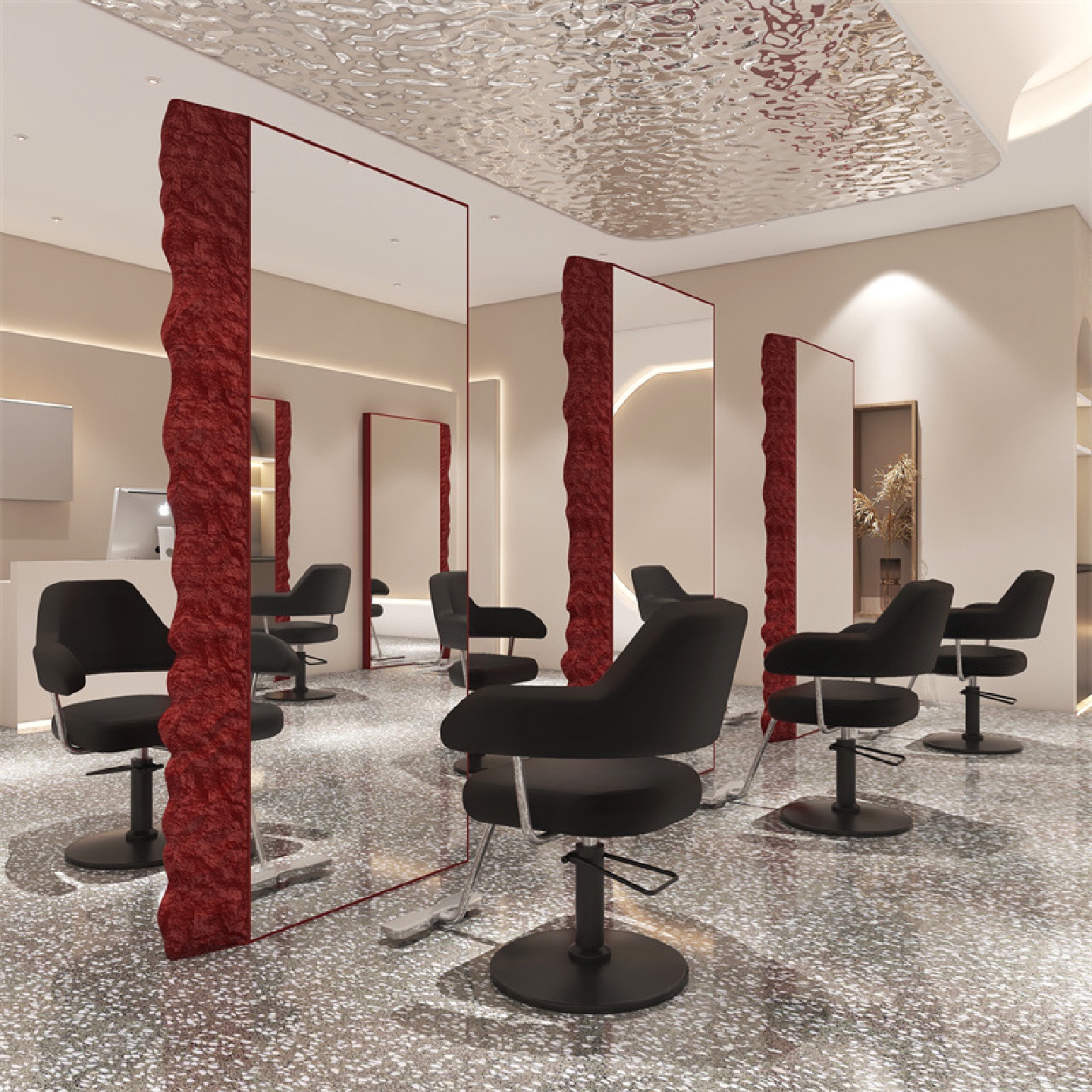 网红理发店镜台发廊专用单面双面落地镜台理发店专用镜子美发店镜