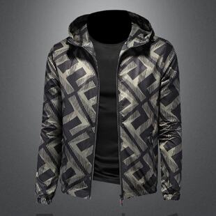 2026欧洲站印花连帽夹克外套男装年春季新款潮流字母休闲单件上衣