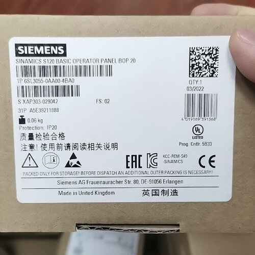 议价6SL3055-0AA00-4BA0西门子S120变频器面板BOP20 6SL30550AA00