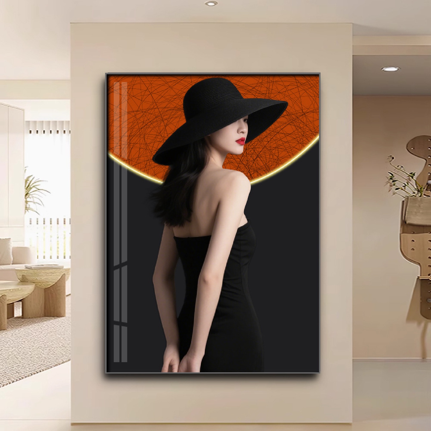 现代简约人物客厅装饰画女服装店墙上挂画卧室壁画美女走廊玄关画