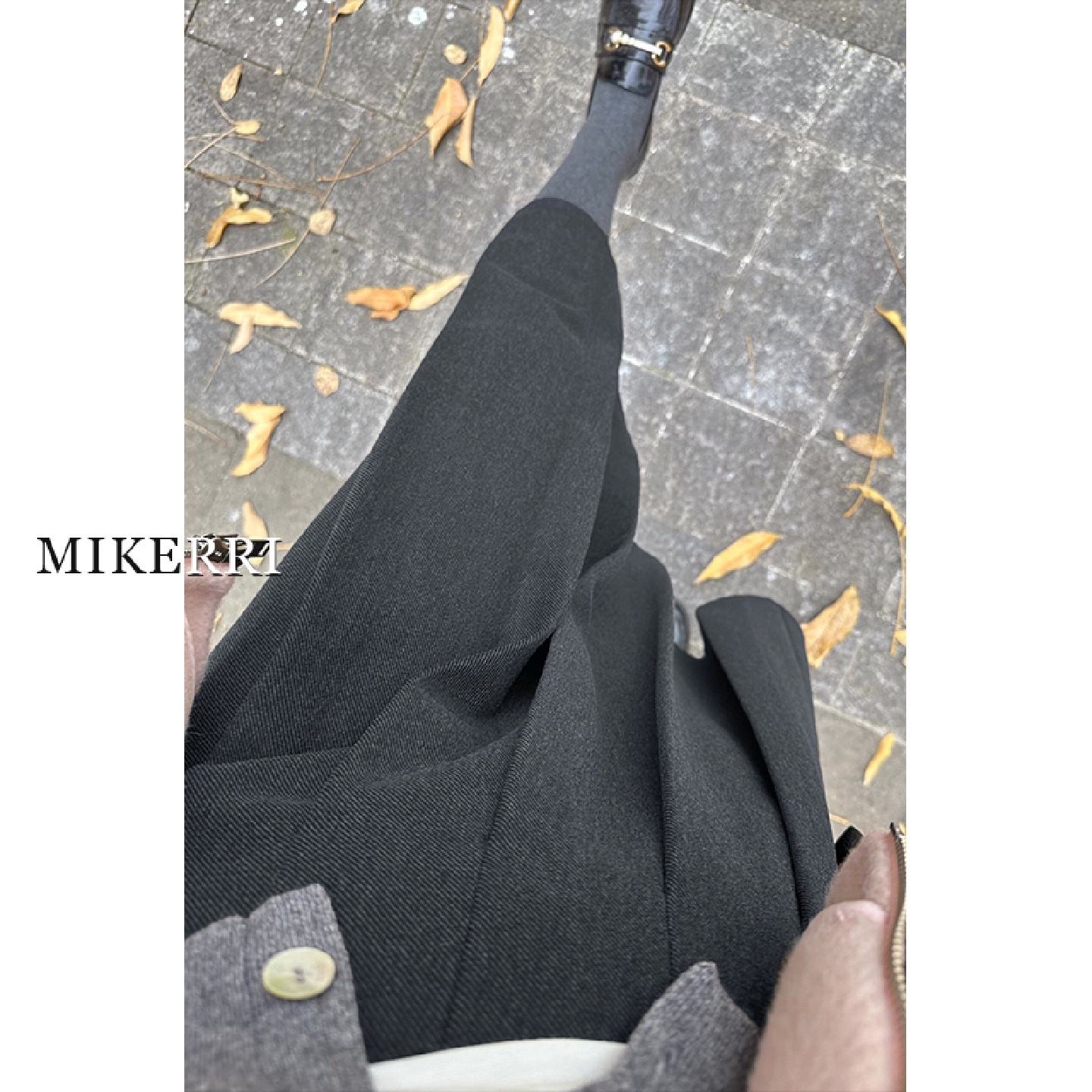 深灰色毛呢百褶半身裙女大码冬季胖mm遮肚子高腰显瘦中长款a字裙