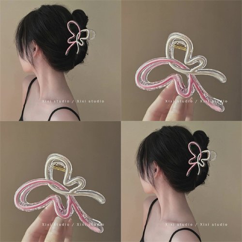 仲夏梦渐变蝴蝶结抓夹甜美百搭鲨鱼夹彩色发夹盘发器夹子头饰