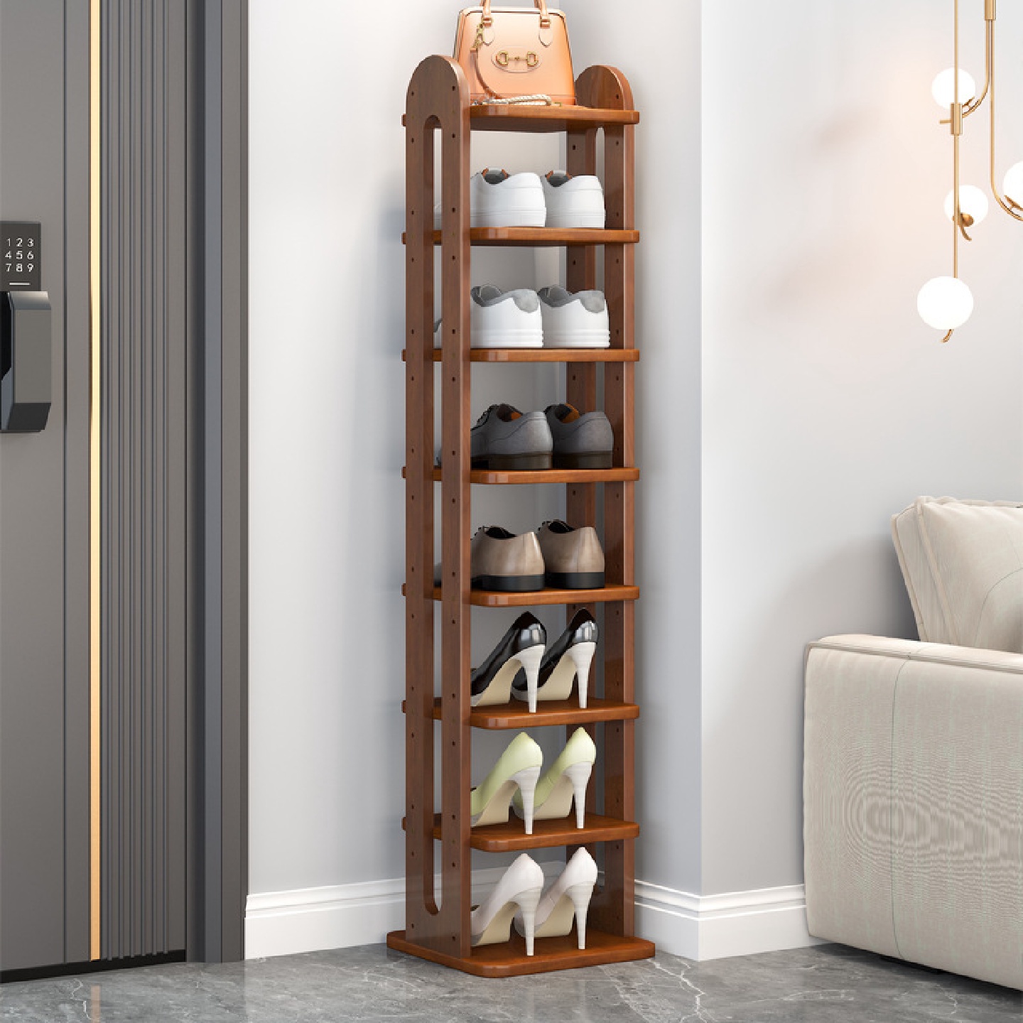 实木鞋架家用小型墙角窄多层家用入户门口鞋柜省空间收纳置物架