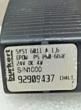 BURKET6011SOLENOIDVALVE24VDC4W2/2WAYPN0-6BAR929094