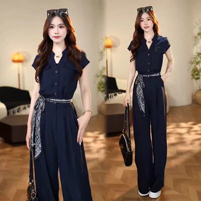 法式气质轻奢连体裤女2025夏季新款高级感设计小众收腰显瘦连衣裤