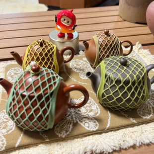 茶壶收纳网兜茶具保护套紫砂壶茶壶茶碗保护带户外旅行防磕碰配件