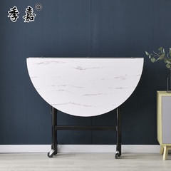 小户型家用圆桌旋转圆盘可移动折叠圆餐桌商用桌子圆桌面实木饭桌