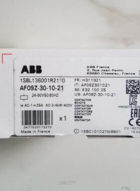 配件ABB接触器AF09Z3010212460VAC2060VDC议价