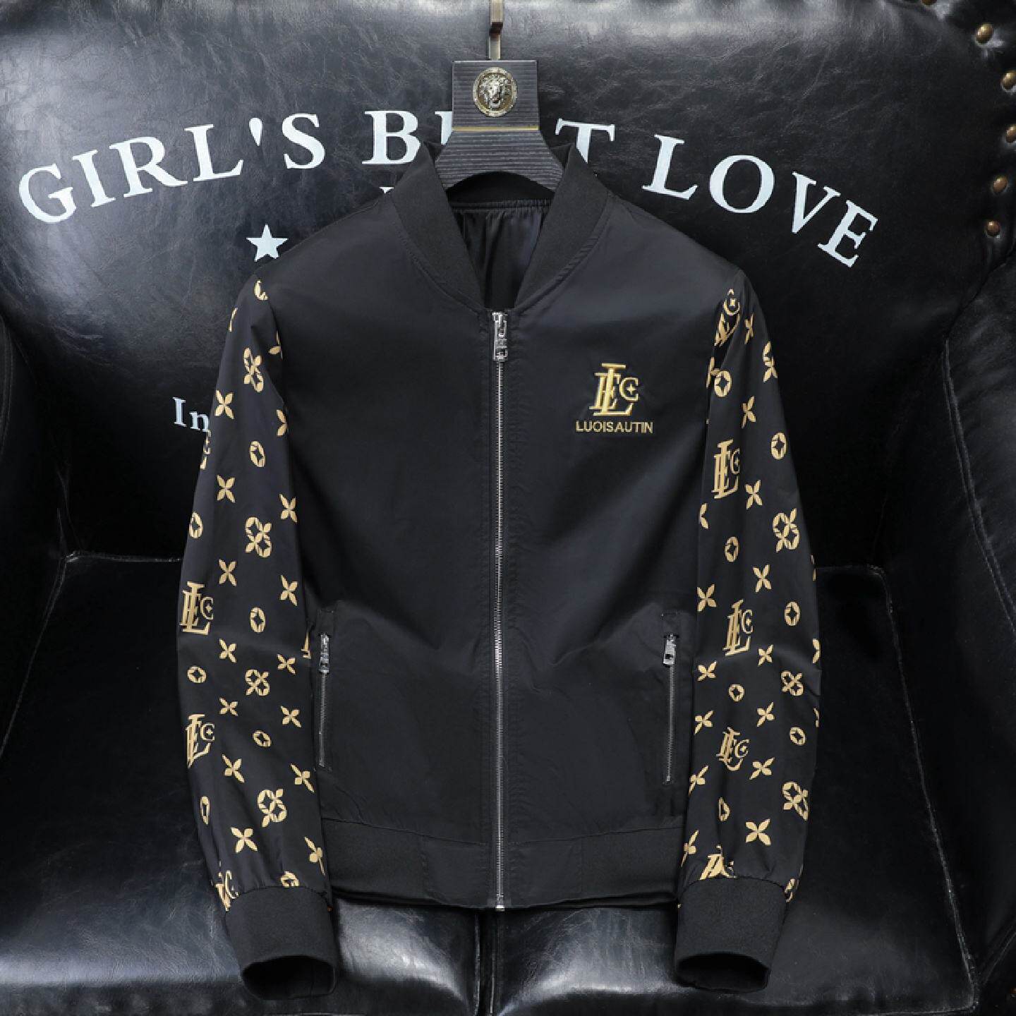 欧洲站潮牌大码青年拉链衫男士秋冬新款立领外套高端刺绣显瘦夹克