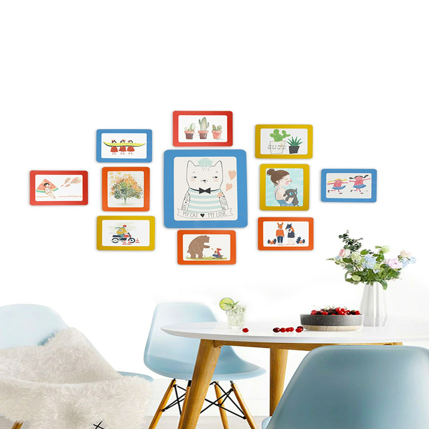 有利友磁性相框带保护膜6英寸相框磁性贴片单层和双层创意墙挂墙