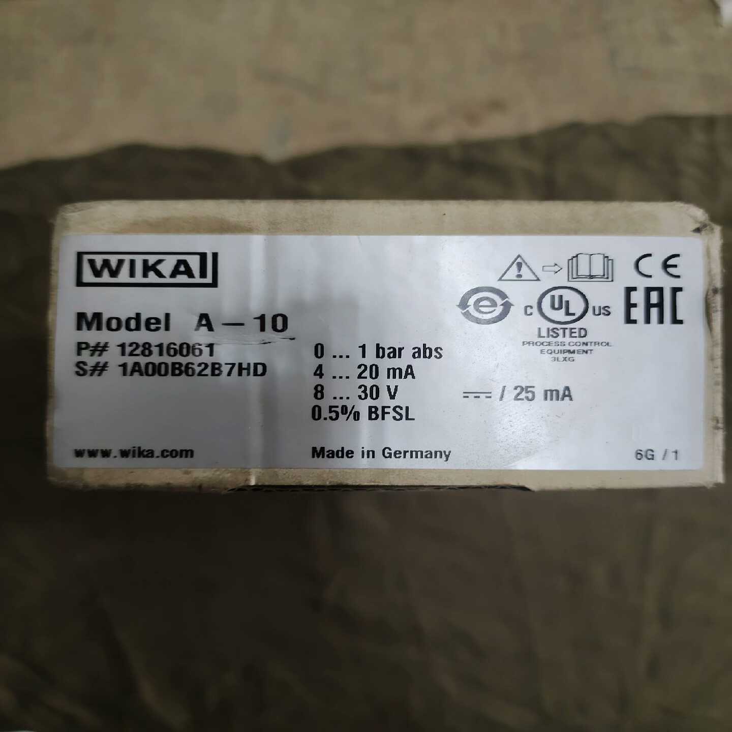 wika威卡a-10压力传感器0-1bar4-20m(HJD电子）