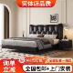 法式 复古主卧床1米8双人1.5主卧室中古风黑色床轻奢齐边软包婚床