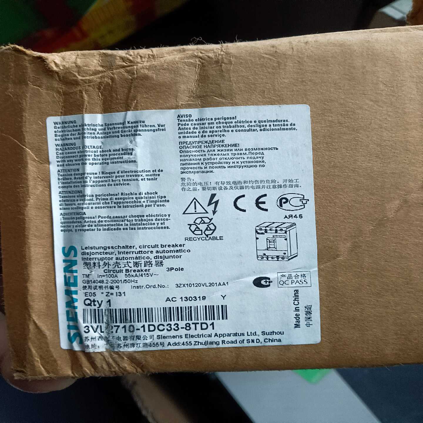 塑壳断路器3VL2710-1DC33-8TD1询价