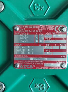 议价【ASCO电磁阀】【型号NFB210D189】【全新未使用】