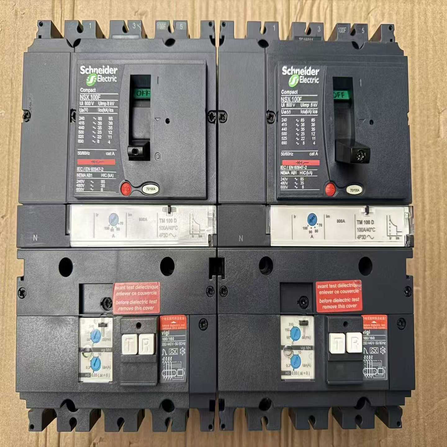 施耐德NSX100F塑壳漏电断路器，4P800V规格，10--议价商品
