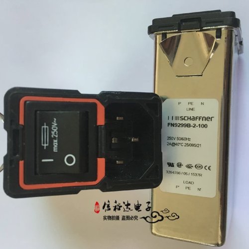 FN9299B-2-100进口SCHAFFNER带开关EMI电源滤波尾座插2A250V