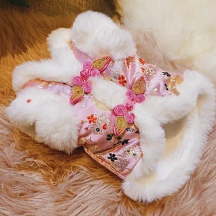 加绒保暖唐装 超萌洋气旗袍宠物衣服秋冬新款 中国风设计适合泰 包邮